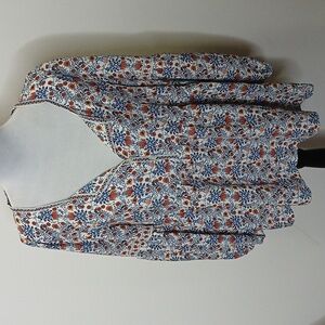 Max studio floral puffy sleeve button up blouse size medium